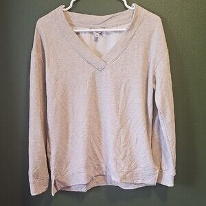 Orvis Sweatshirt Women's Cream Oatmeal V-Neck Women's Top Size Small